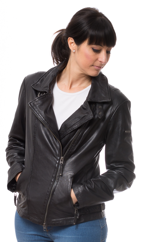 8465 schwarze Lederjacke von CABRINI