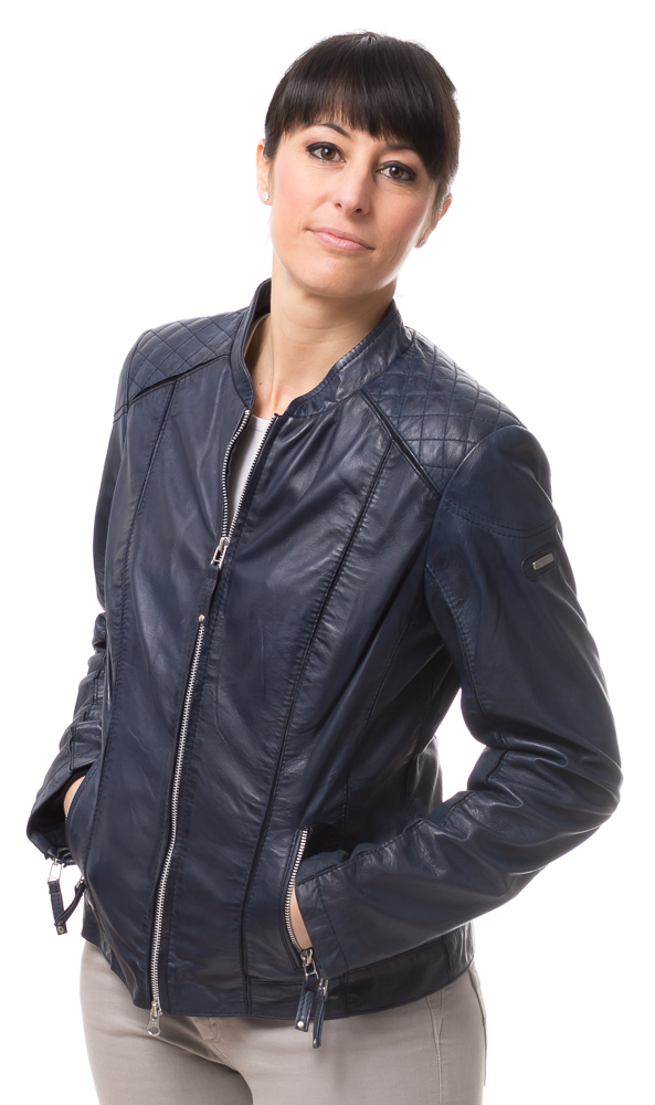 8474 blau Damen Leder Jacke von CABRINI