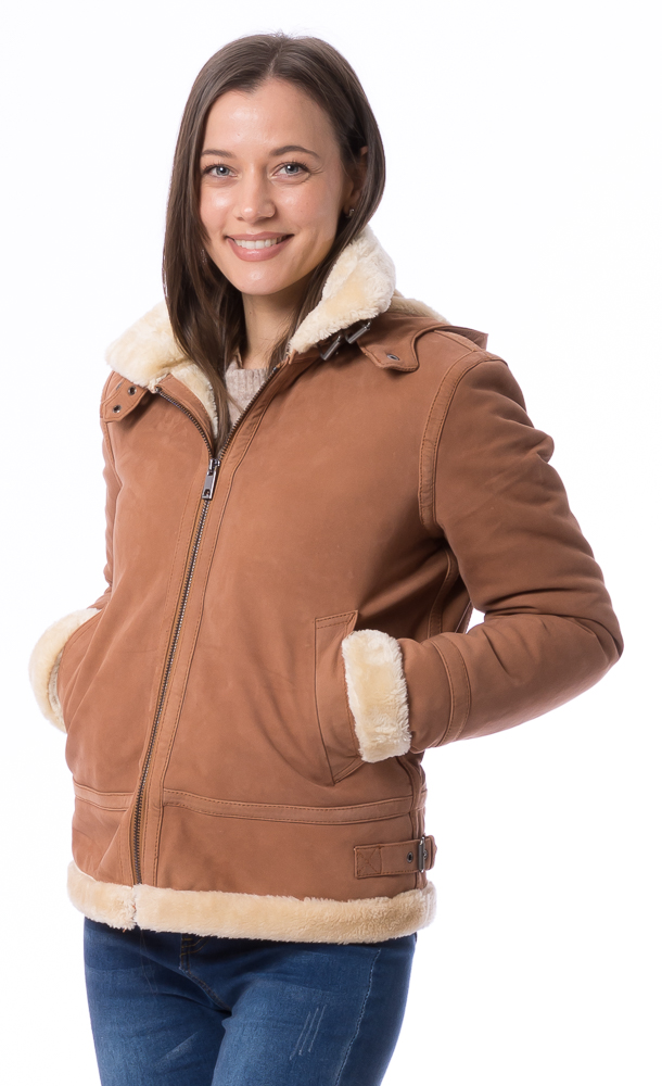 W-4231 gefütterte Nubukleder Jacke für Damen von TRENDZONE