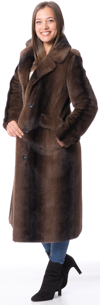 Charlene black/brown stripe  faux fur solky mink Mantel von ROCKANDBLUE