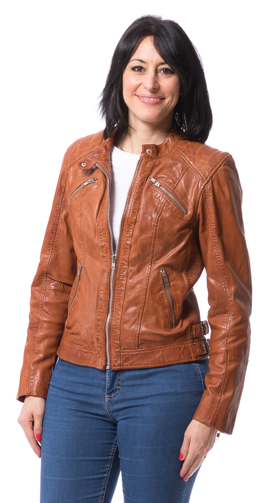 Vision cognac Nappaleder Jacke für Damen von ROCKANDBLUE