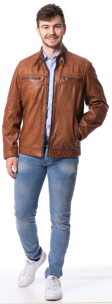 Nathan cognac Lederjacke für Männer von Maddox