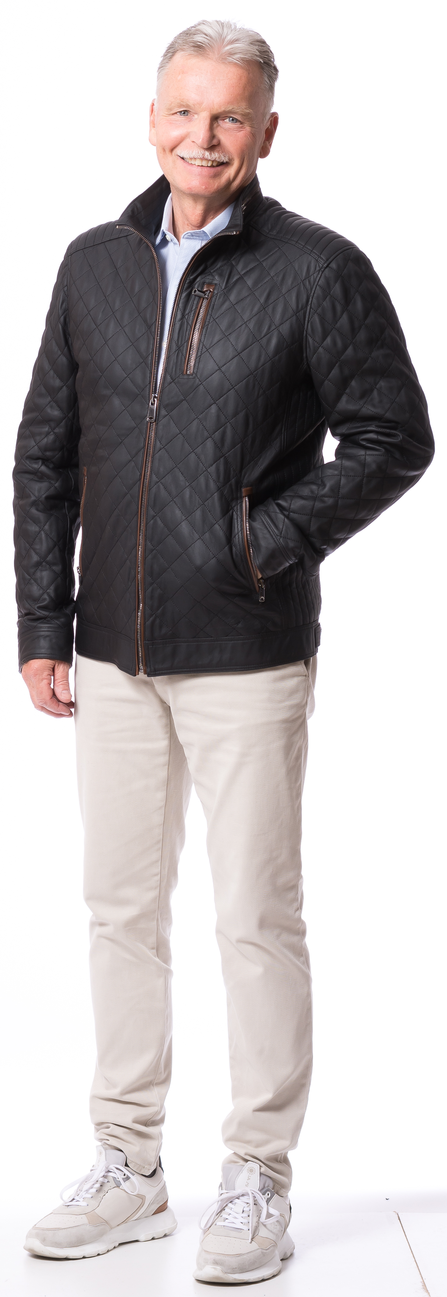 Mason SR-1038 dunkelblaue Stepplederjacke von TRENDZONE