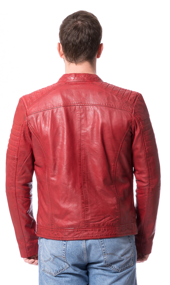 Defkon rote Lederjacke für Männer von TRENDZONE