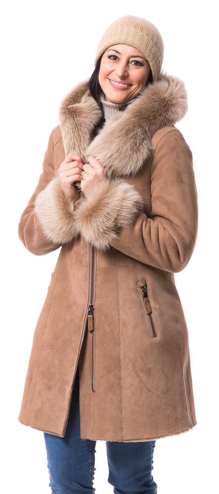 Neusiedl-23378 Milly Kap Tos caramel Damen Lammfelljacke von TRENDZONE