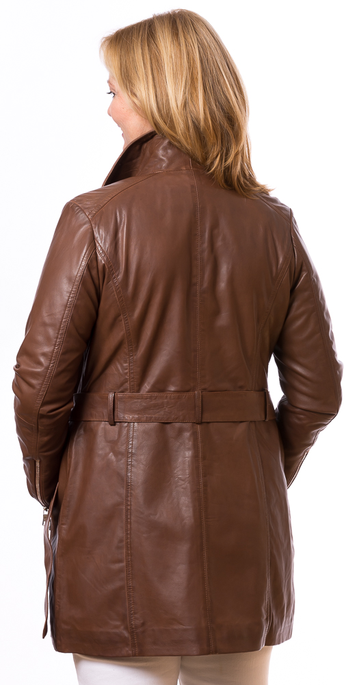 Neusiedl-20234 Biker long whisky Leder Mantel für Frauen von TRENDZONE