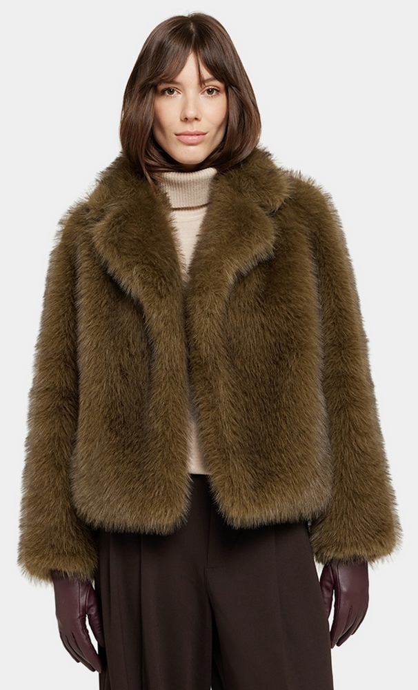 Duffy dusty olive Faux Fur Fox Luxury Jacke von ROCKANDBLUE