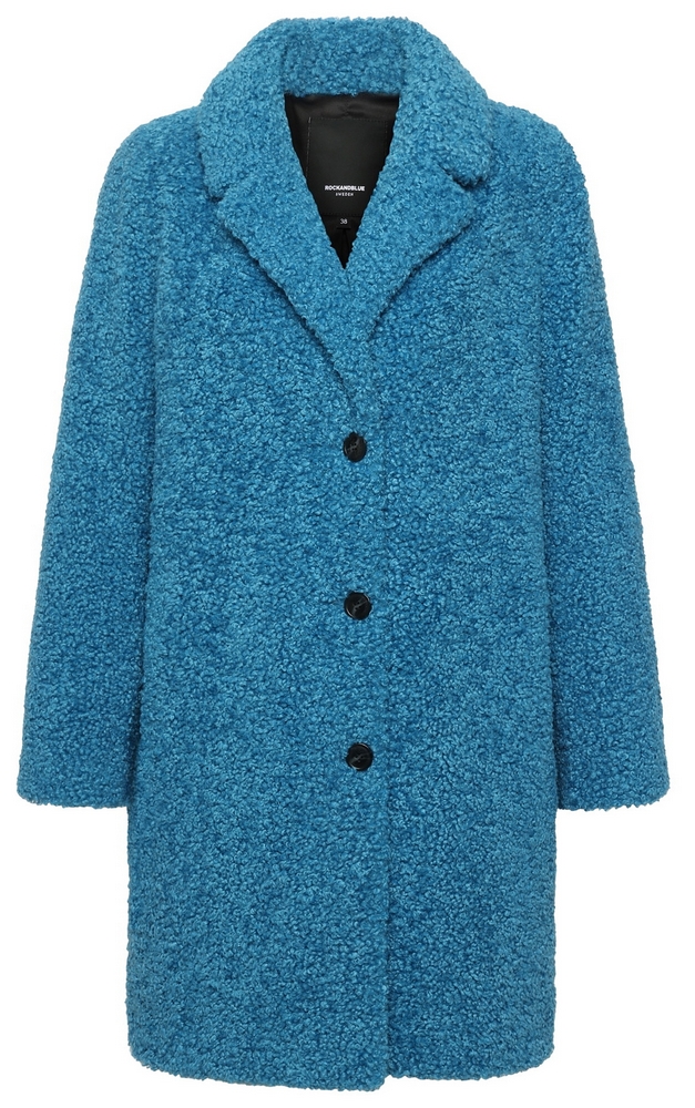 Diddi wave blue Fake Fur Curly Webpelz Mantel von ROCKANDBLUE  