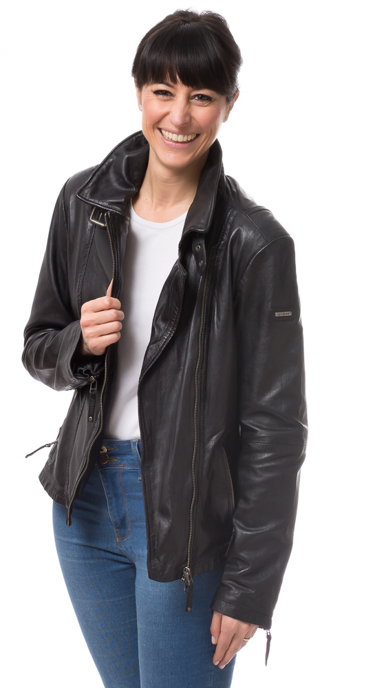 8465 schwarze Lederjacke von CABRINI