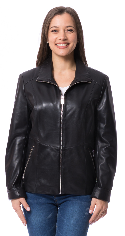 Selma schwarz Soft-Nappaleder Jacke für Frauen von TRENDZONE