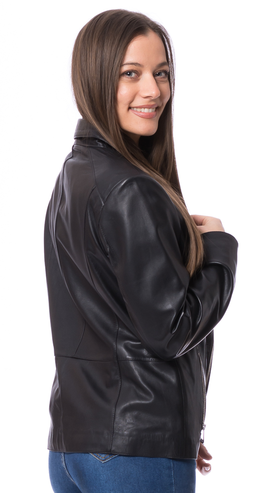 Selma schwarz Soft-Nappaleder Jacke für Frauen von TRENDZONE