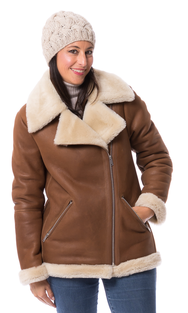 Lucy cognac Lammfelljacke von TRENDZONE