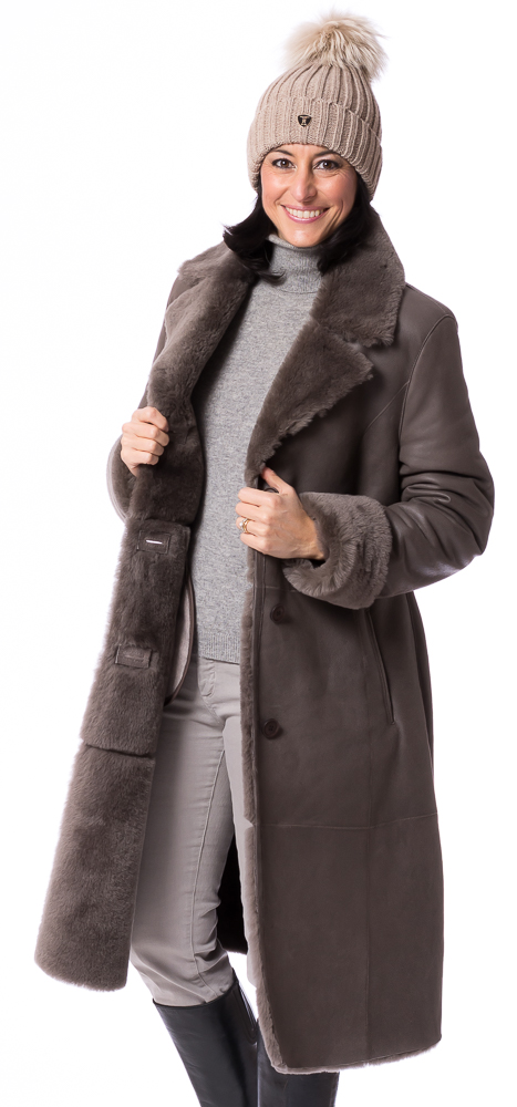 Damen Lammfellmantel Emely taupe  von TRENDZONE