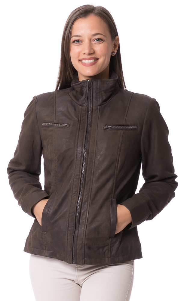 Charlot braun Nubuk Lederjacke für Damen von TRENDZONE Charlot braun Nubuk Lederjacke für Damen von TRENDZONE