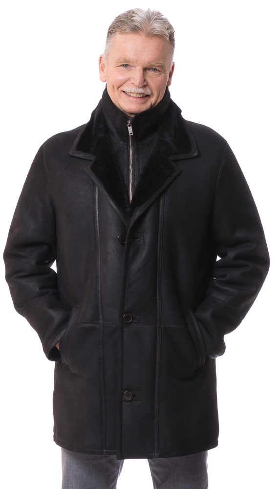 Henry schwarze Lammfell Jacke für Männer von TRENDZONE