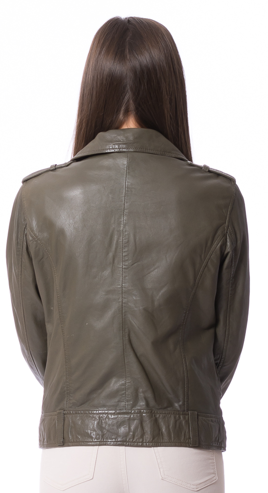 Yaya dusty olive Bikerjacke aus Lammnappa Leder von ROCKANDBLUE