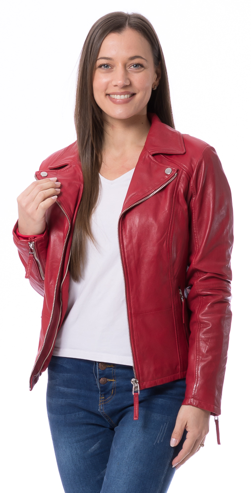 Smilla salsa red Lammnappa Leder Jacke für Damen von JILANI