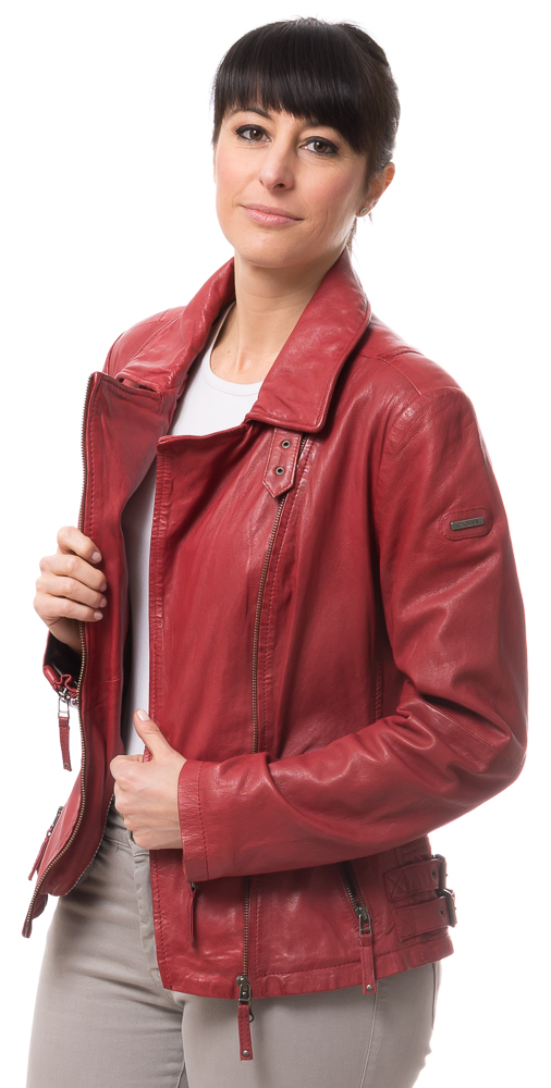 8465 rote Biker Lederjacke für Damen von CABRINI