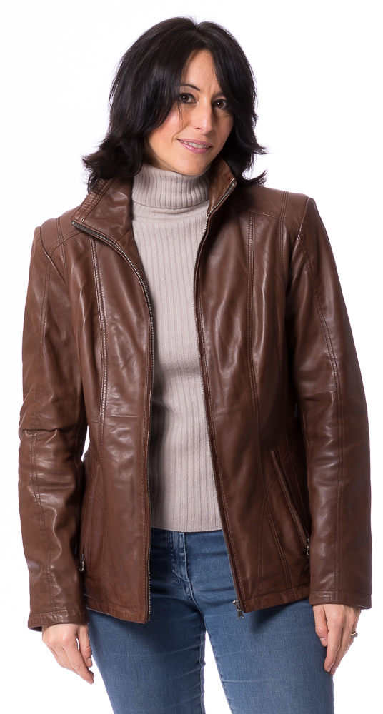 Serena braun Damen Leder Jacke von TRENDZONE