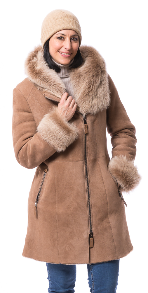 Neusiedl-23371 Milly Kap Tos caramel Damen Lammfelljacke von TRENDZONE