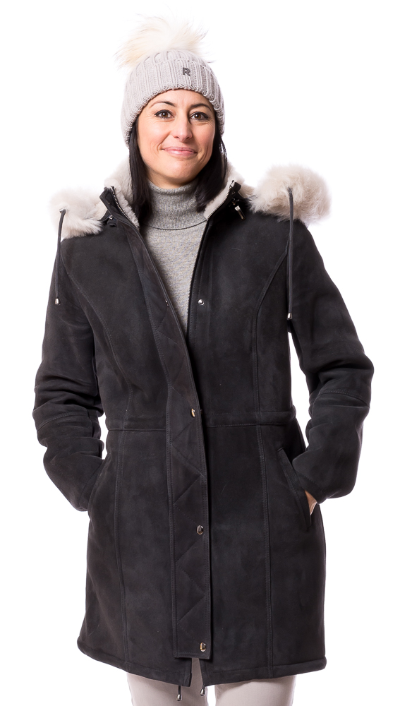 St. Moritz anthrazit Damen Lammfell Parka von TRENDZONE