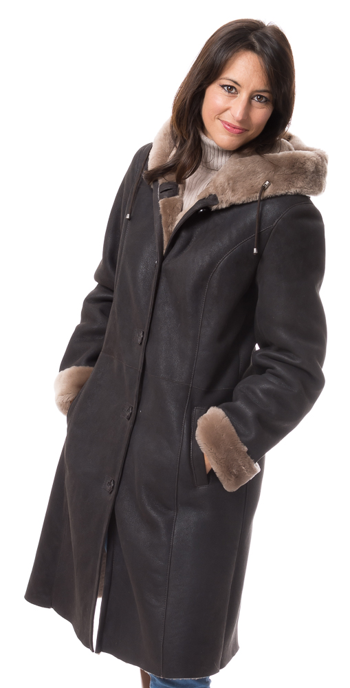 Cristina-14130 Alex 2D braun Nappalan Mantel für Damen von TRENDZONE