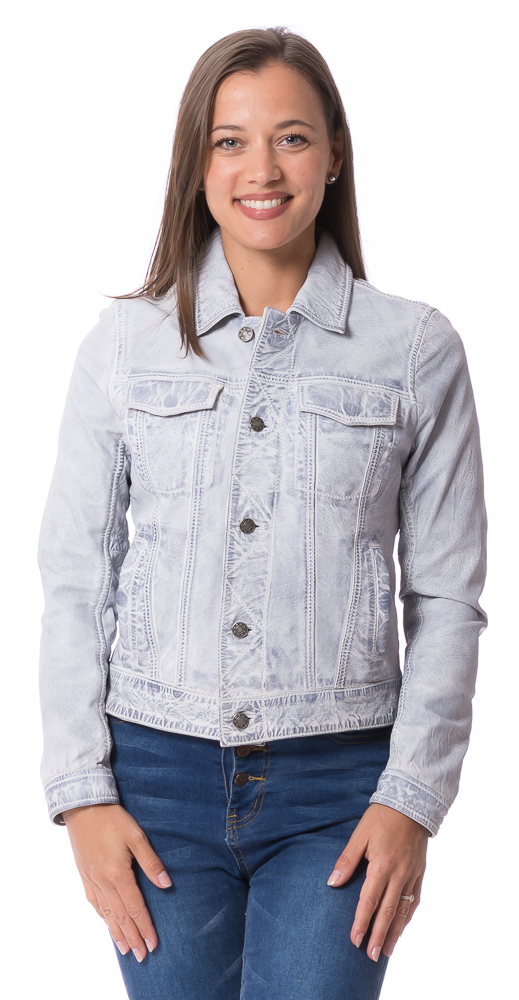 Joslyn light blue Leder Jeansjacke für Damen von ROCKANDBLUE