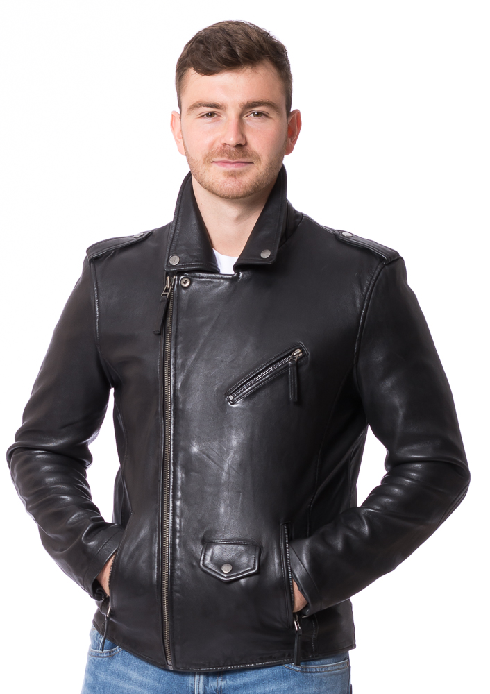 London schwarz Biker Jacke aus Lammleder von ROCKHILL