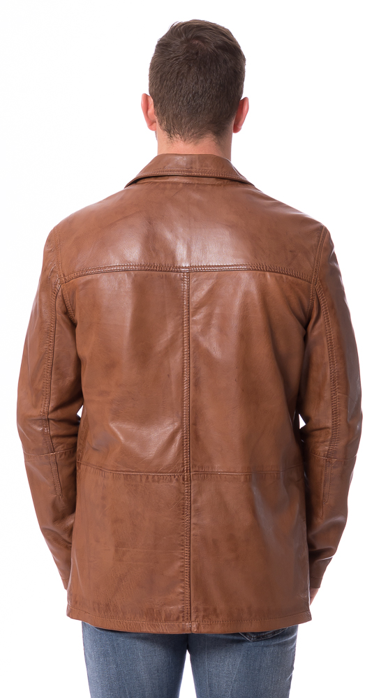 Vill cognac Knopfjacke aus Leder von TRENDZONE