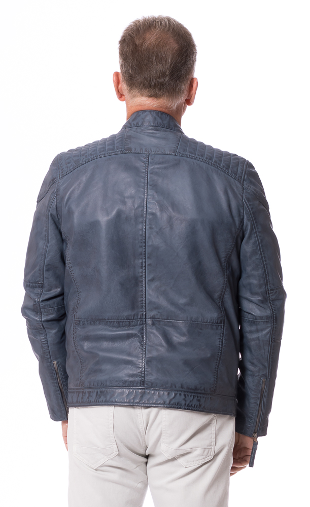 Lenny blau-graue Lederjacke von TRENDZONE