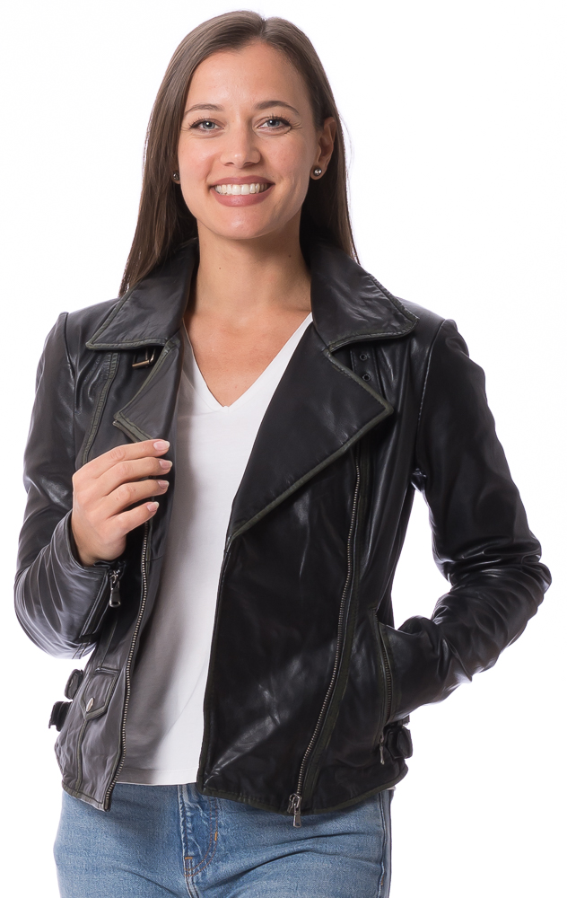 Olga schwarz used Damen Lederjacke von TRENDZONE