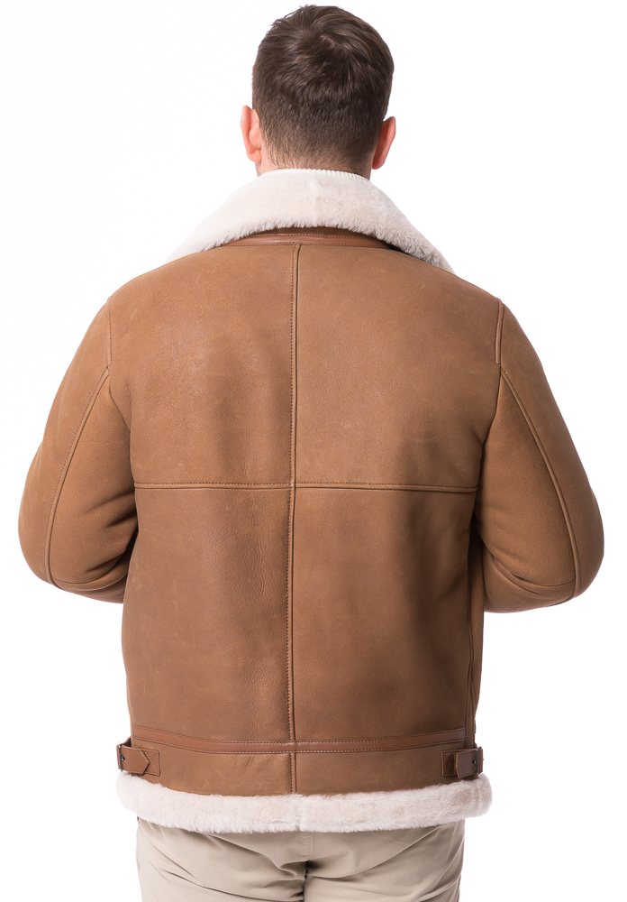B-17 cognac Lammfell Jacke für Herren von TRENDZONE