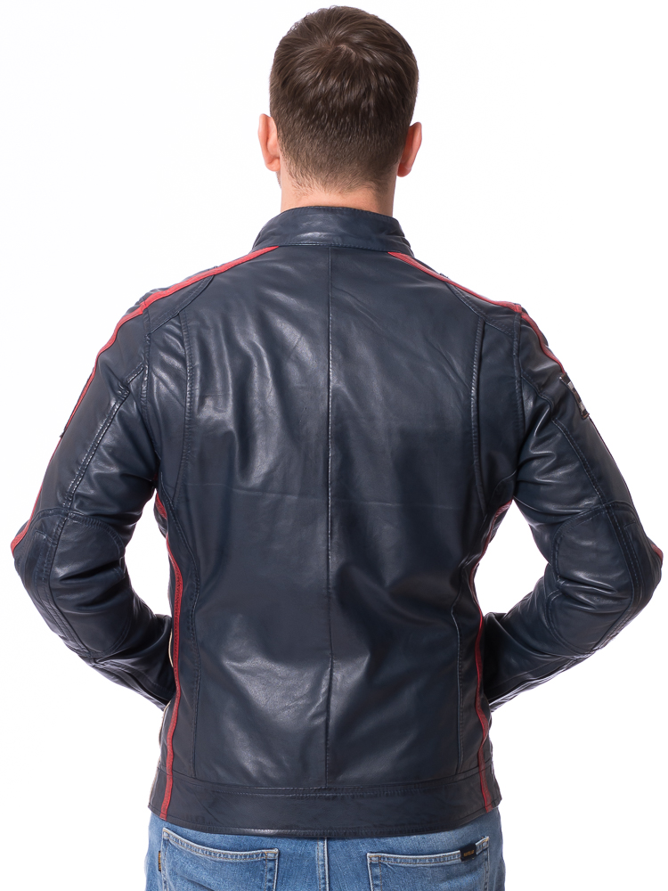 JLI dunkelblau Herren Leder Jacke von TRENDZONE