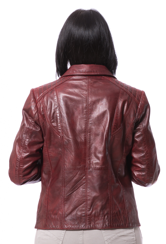 Night burgundy Damen Leder Jacke von TRENDZONE