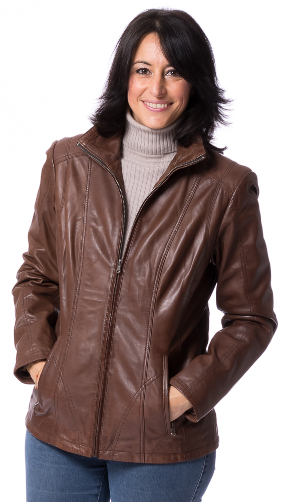 Serena braun Damen Leder Jacke von TRENDZONE