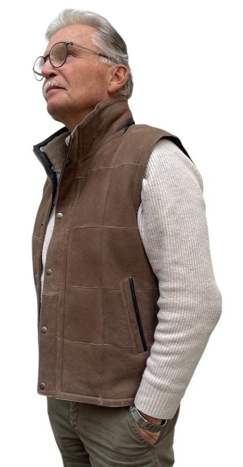 Enzo nougat Herren Lammfellweste von TRENDZONE  