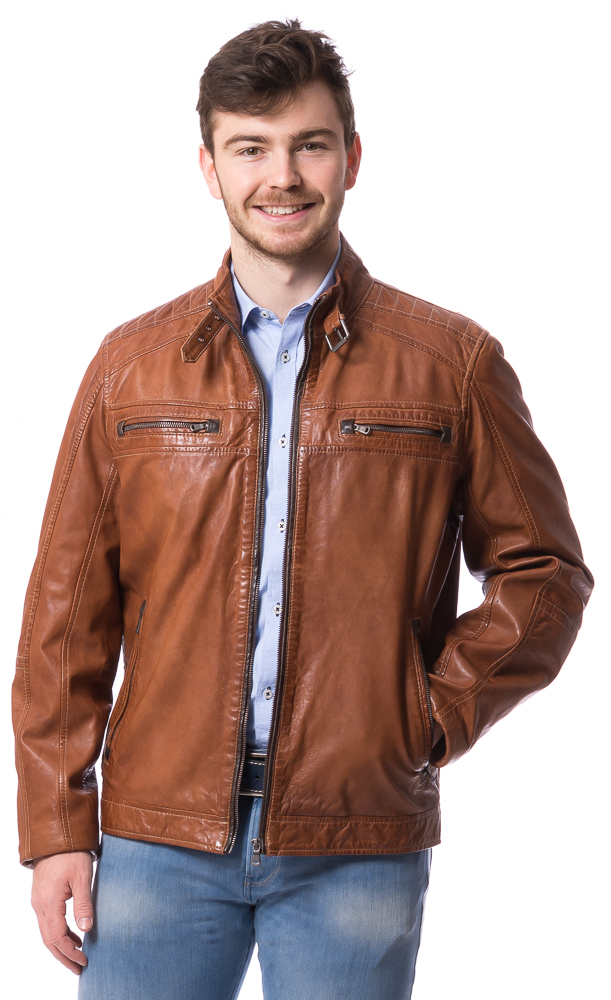 Nathan cognac Lederjacke für Männer von Maddox