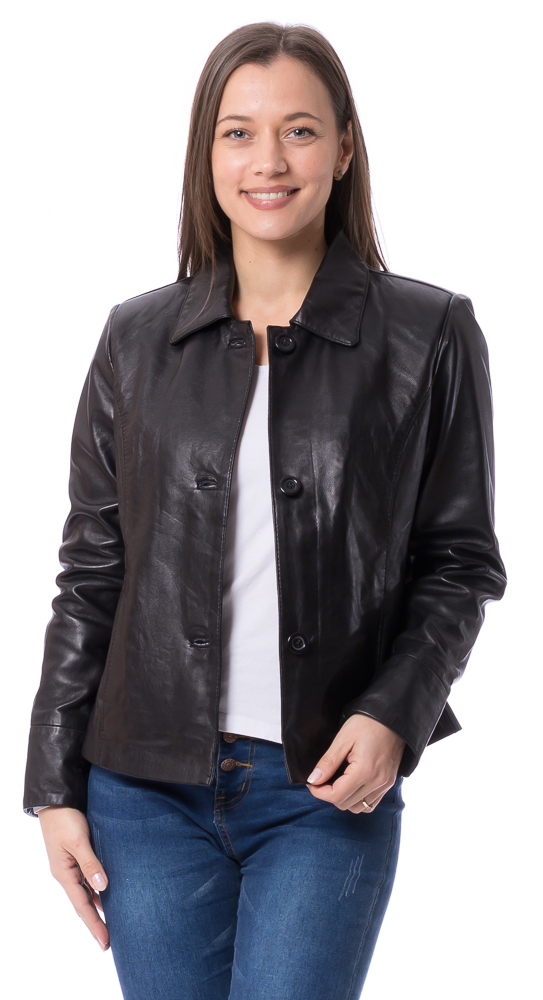 Tira schwarz Lammnappa Jacke mit Knöpfen von TRENDZONE