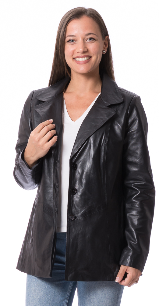 Riccarda schwarzer Damen Leder Blazer von TRENDZONE