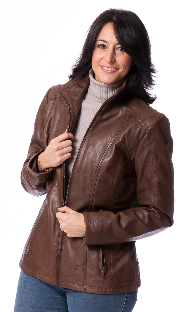 Serena braun Damen Leder Jacke von TRENDZONE