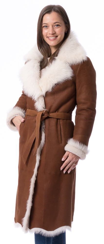 Geneve cognac Lammfell Mantel von TRENDZONE