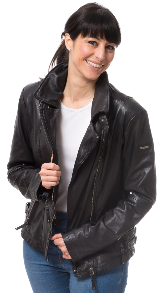 8465 schwarze Lederjacke von CABRINI