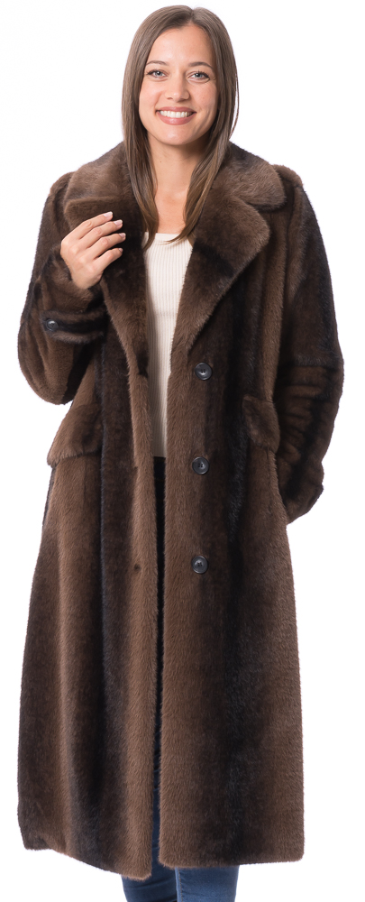 Charlene black/brown stripe  faux fur solky mink Mantel von ROCKANDBLUE