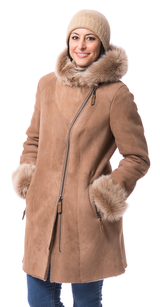 Neusiedl-23373 Milly Kap Tos caramel Damen Lammfelljacke von TRENDZONE