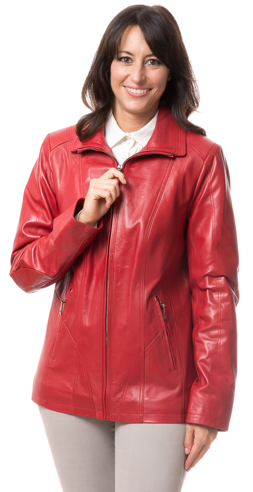 SR-1069 rote Lederjacke für Frauen von TRENDZONE