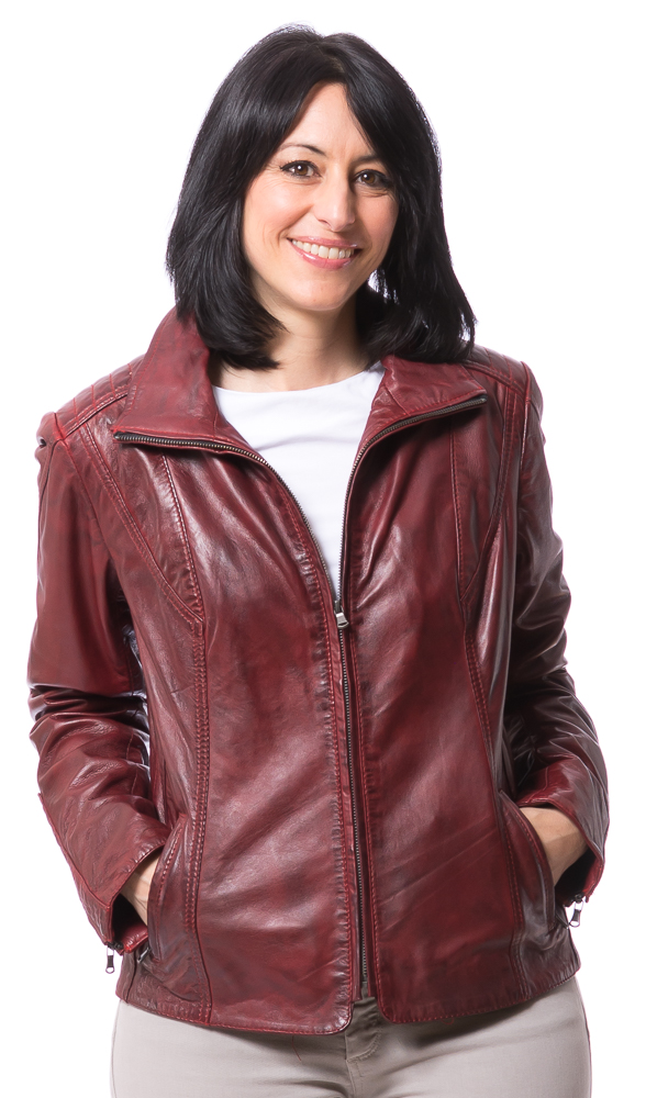 Night burgundy Damen Leder Jacke von TRENDZONE