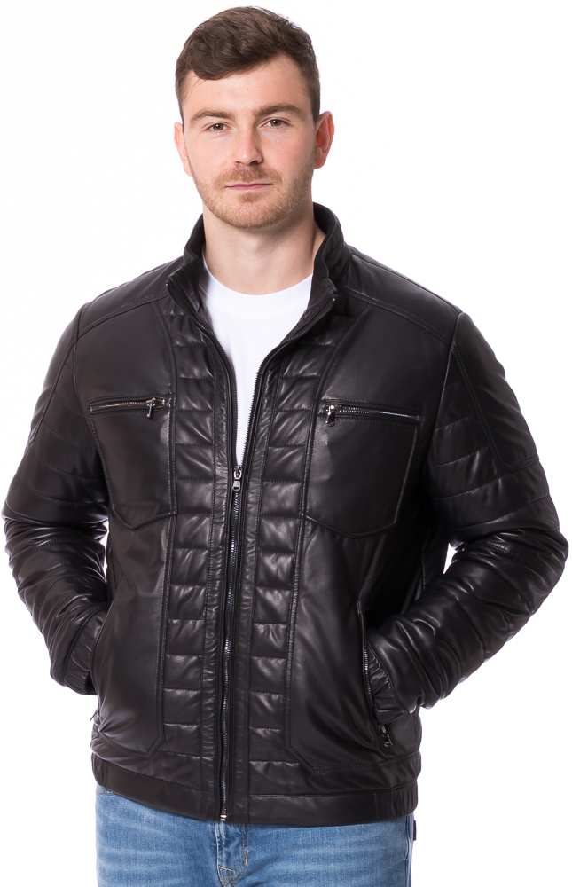 Clemens schwarz Steppjacke aus Nappaleder von MADDOX