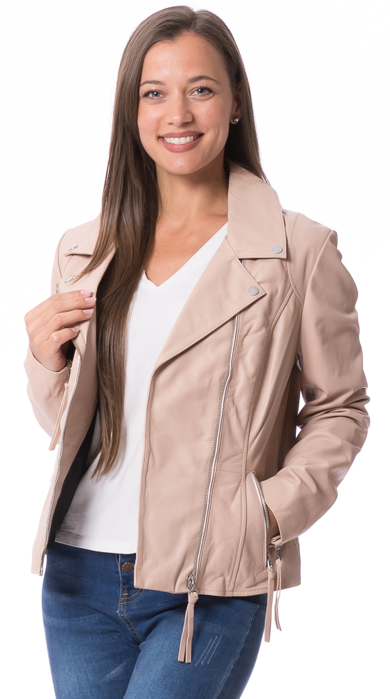 Claire nude Lammnappaleder Jacke für Damen von SAKI Claire nude Lammnappaleder Jacke für Damen von SAKI