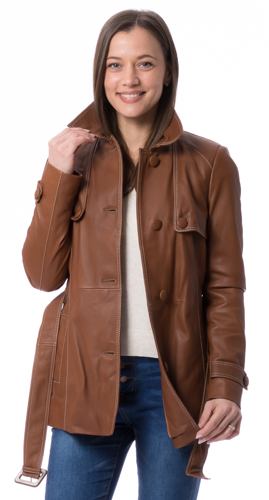 Jet whisky Nappaleder Trench-Jacke
