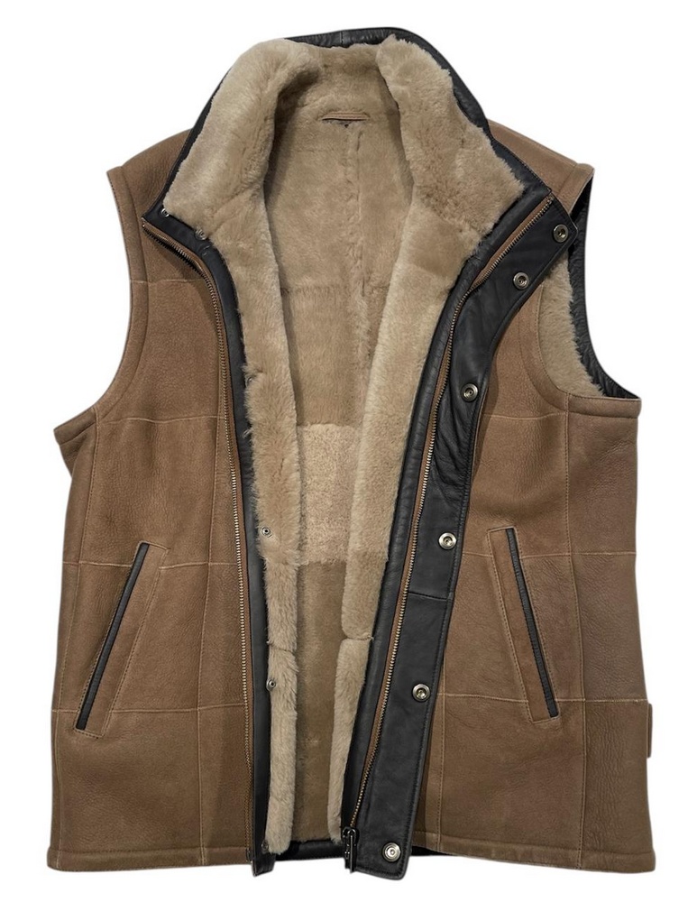 Enzo nougat Herren Lammfellweste von TRENDZONE  